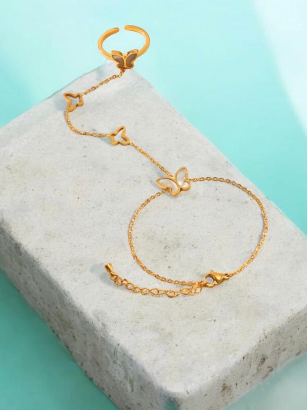 Butterfly Hand Chain Bracelet NWT 18KT Gold Plated